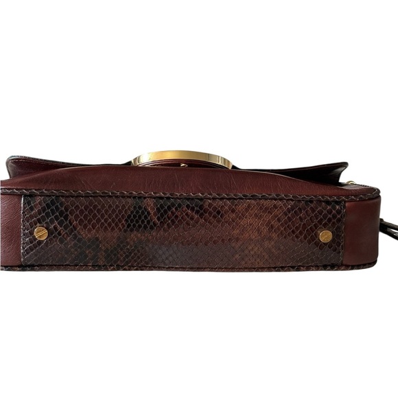 Vintage Tory Burch Leather Clutch python trim with Gold Accents - Picture 5 of 13